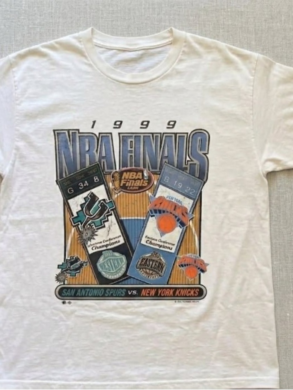 1999 NBA Finals San Antonio Spurs vs New York Knicks Tee - White